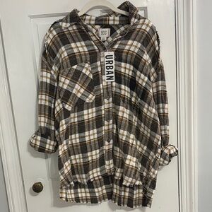 BDG Urban Brown and Cream Checkered Flannel